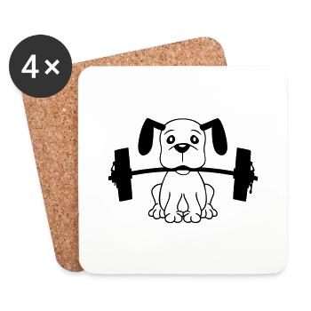 Dog Bodybuilder Strong Muscles Gym Weightlifting - Coasters (set of 4) - white - Front