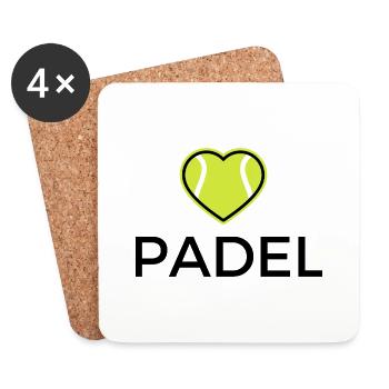 Padel - Herz T Shirt - Untersetzer (4er-Set) - Weiß - Vorne