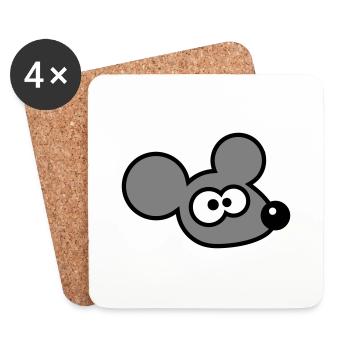 souris souris mignon petit rat rongeur drôle bande dessinée - Dessous de verre (lot de 4) - blanc - Devant