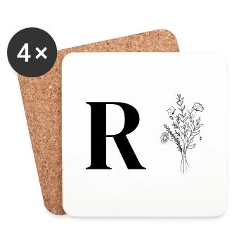 Lette R minimalistische Blumen - Untersetzer (4er-Set) - Weiß - Vorne