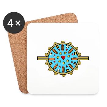 Mandala avec étoiles - Dessous de verre (lot de 4) - blanc - Devant