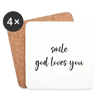 smile god loves you - Untersetzer (4er-Set) - Weiß - Vorne