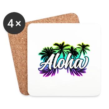 Aloha Holiday Hawaii Gift - Dessous de verre (lot de 4) - blanc - Devant