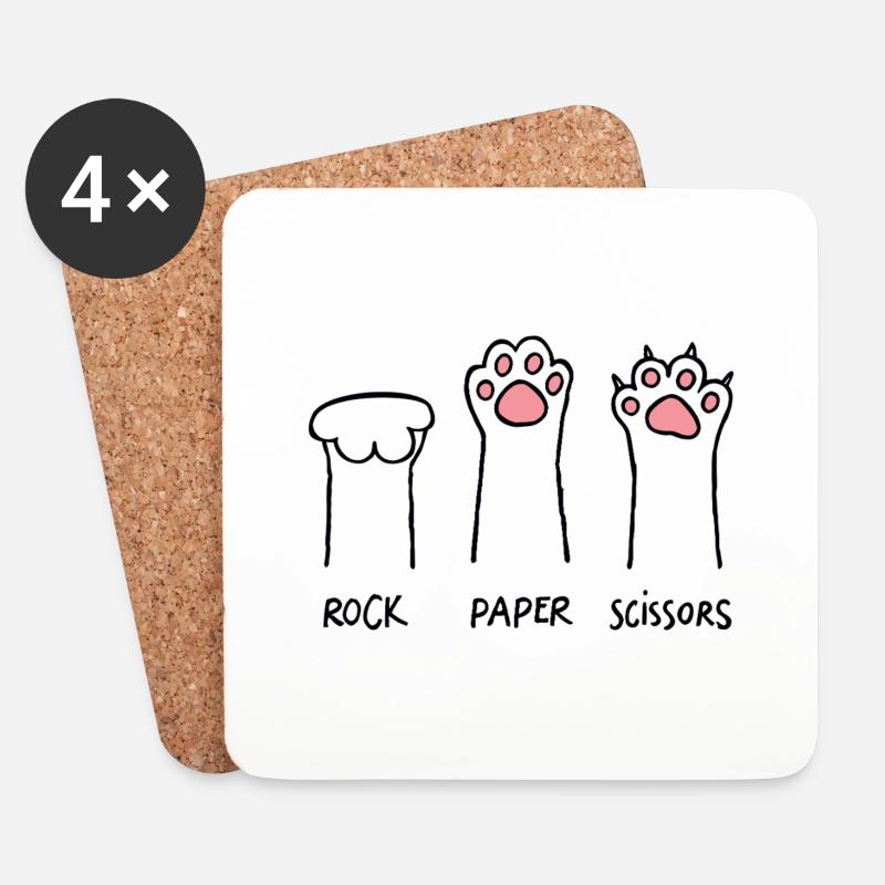 Forbice di carta Pet Rock - Sottobicchieri (set da 4 pezzi) - bianco