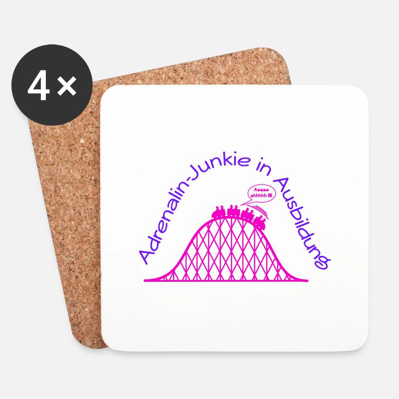 Achterbahn Adrenalin-Junkie in Ausbildung - Untersetzer (4er-Set) - Weiß