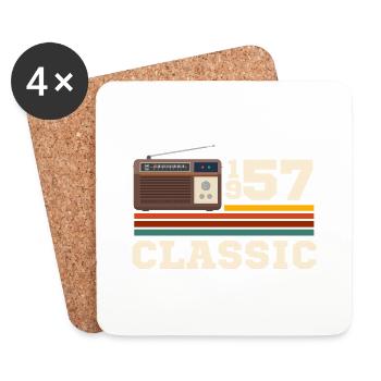Anniversaire 1957 retro classic - Dessous de verre (lot de 4) - blanc - Devant