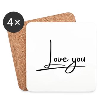 Je t’aime - Dessous de verre (lot de 4) - blanc - Devant