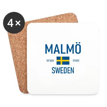 Malmö - Schweden - Sverige - Flagge - Koordinaten - Untersetzer (4er-Set) - Weiß - Vorne