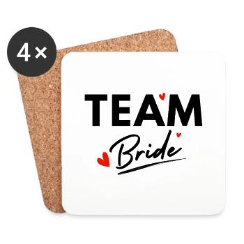 Team Bride Hearts - Brautgeschenk - Untersetzer (4er-Set) - Weiß - Vorne