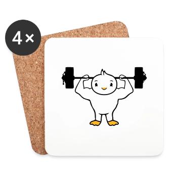 Bird Bodybuilder Weightlifting Strong Gym Fitness - Coasters (set of 4) - white - Front