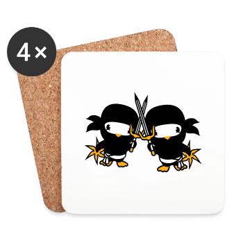 2 Birds Ninja Fighter Assassin Sword Ninja Star - Coasters (set of 4) - white - Front