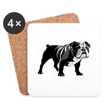 Bouledogue - Autocollant pour animaux de compagnie - Dessous de verre (lot de 4) - blanc - Devant