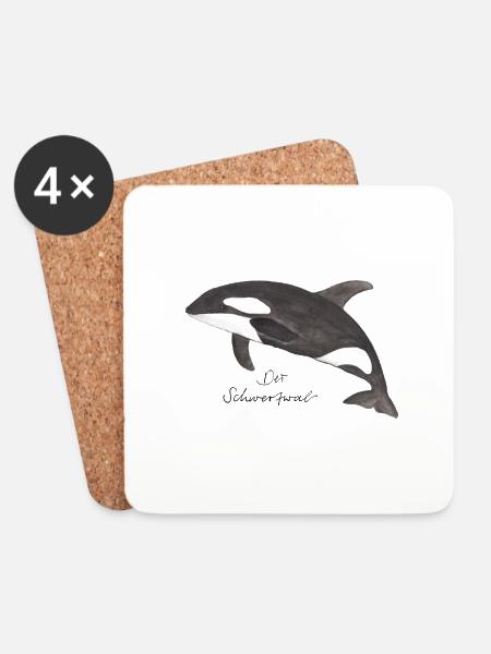 Killer whale as watercolor - Coasters (set of 4) - white