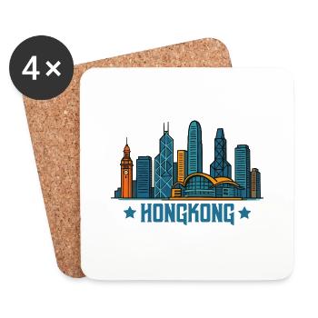Hong Kong City Skyline - Coasters (set of 4) - white - Front