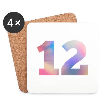 Numéro 12 coloré - Dessous de verre (lot de 4) - blanc - Devant