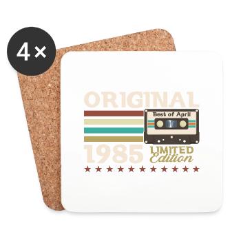 40. Geburtstag Original Kassette April Jahrgang 85 - Untersetzer (4er-Set) - Weiß - Vorne