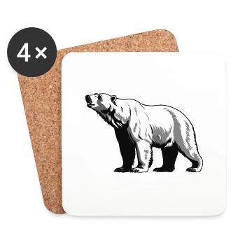 Polar Bear - Cute Zoo Sticker - Coasters (set of 4) - white - Front