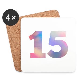 Bunte Zahl 15 - Untersetzer (4er-Set) - Weiß - Vorne