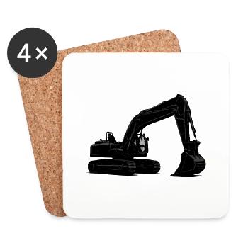 excavator - Coasters (set of 4) - white - Front