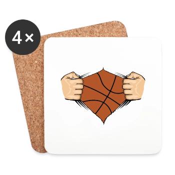 Conception de basket-ball - Dessous de verre (lot de 4) - blanc - Devant