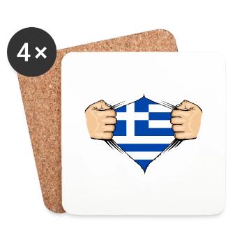 Greece Flag Design - Coasters (set of 4) - white - Front