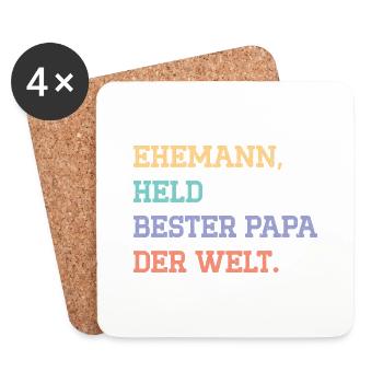 HUSBAND, HERO, BEST FATHER IN THE WORLD. - Coasters (set of 4) - white - Front