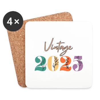 Vintage 2025 florale - Dessous de verre (lot de 4) - blanc - Devant