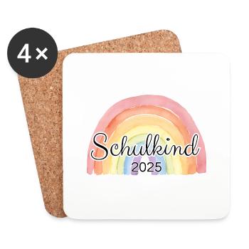 Schulkind Regenbogen bunt - Untersetzer (4er-Set) - Weiß - Vorne