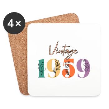 Vintage 1959 Floral - Coasters (set of 4) - white - Front