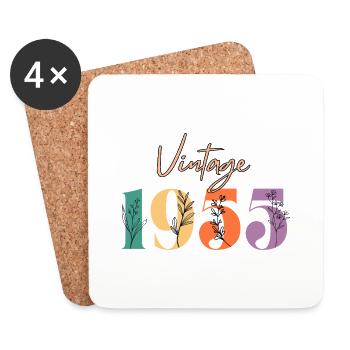 Vintage 1955 florale - Dessous de verre (lot de 4) - blanc - Devant