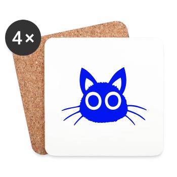 Katze große Augen blau süß niedlich cool Kätzchen - Untersetzer (4er-Set) - Weiß - Vorne