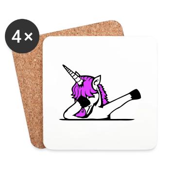 Einhorn Dabbing Dab Tanz Party Pose Geste Lustig - Untersetzer (4er-Set) - Weiß - Vorne
