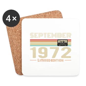 September 1972 Jahrgangs-Jubiläum September 1972 - Untersetzer (4er-Set) - Weiß - Vorne