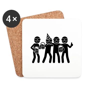 Fête de groupe d’anniversaire - Dessous de verre (lot de 4) - blanc - Devant