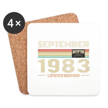 Septembre 1983 Vintage Anniversaire septembre 1983 - Dessous de verre (lot de 4) - blanc - Devant