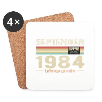 Septembre 1984 Vintage Anniversaire septembre 1984 - Dessous de verre (lot de 4) - blanc - Devant
