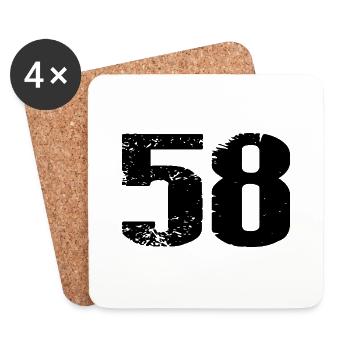 58 Zahl Trikot - Untersetzer (4er-Set) - Weiß - Vorne