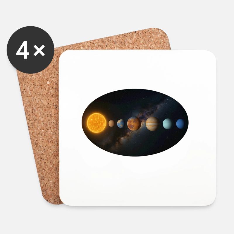 Sun - Solar System - Planets - Coasters (set of 4) - white