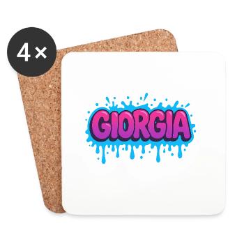 Graffiti  Georgia Prénom cadeau idéal imprimable - Dessous de verre (lot de 4) - blanc - Devant