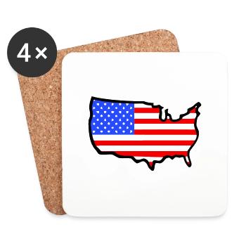 Etats-Unis diminuent le contour de pays - Dessous de verre (lot de 4) - blanc - Devant