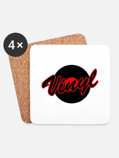 Vinyl mit Platte - Untersetzer (4er-Set) - Weiß