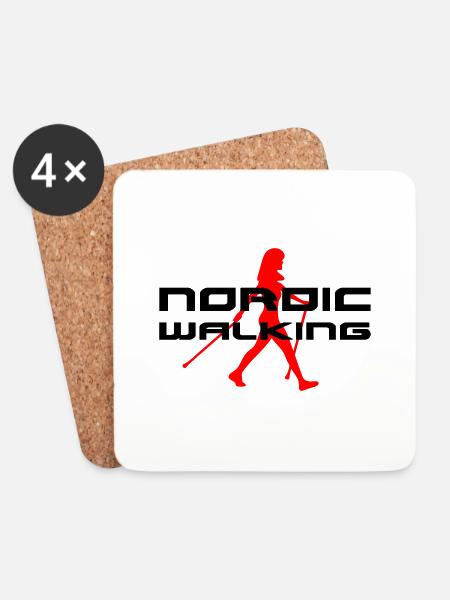 Nordic Walking - Coasters (set of 4) - white