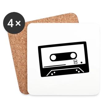 Cassette - DJ - Dessous de verre (lot de 4) - blanc - Devant