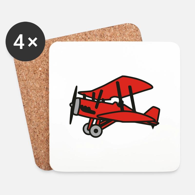 airplane / flugzeug - Untersetzer (4er-Set) - Weiß