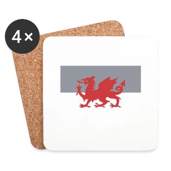 Pays de Galles - drapeau - Dessous de verre (lot de 4) - blanc - Devant