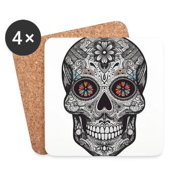 Cinco De Mayo Celebration Mexican Sugar Skull - Coasters (set of 4) - white - Front