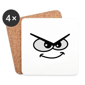 Evil Peep Cartoon Face Cool Naughty Grin - Dessous de verre (lot de 4) - blanc - Devant