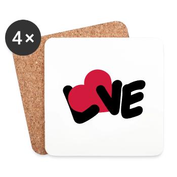Texte d’amour Logo de la Saint-Valentin Déclaration d’amour du cœur - Dessous de verre (lot de 4) - blanc - Devant