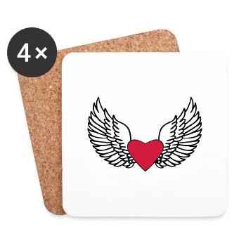 Heart and Wings - Coasters (set of 4) - white - Front