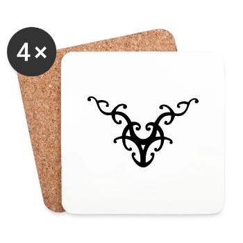 Polynésie-tribal - Dessous de verre (lot de 4) - blanc - Devant